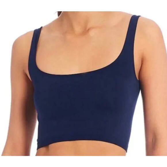 NWT Free People Intimately Womens Scoop Neck Navy Blue Stretch Crop Top XS/S - Picture 1 of 14